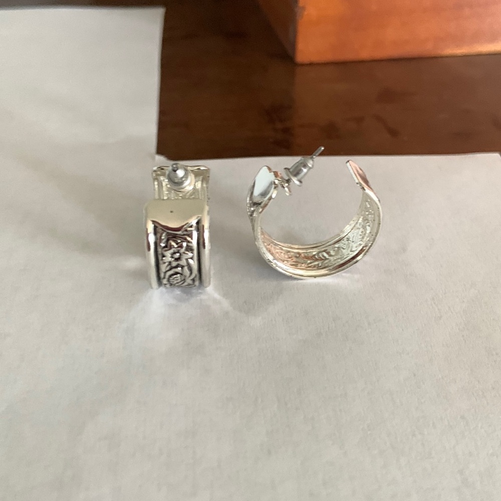 Earrings silver look post style hoop bracelet listed separately